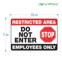 Restricted area employees only sign – 10x7 in vinyl, 2-pack