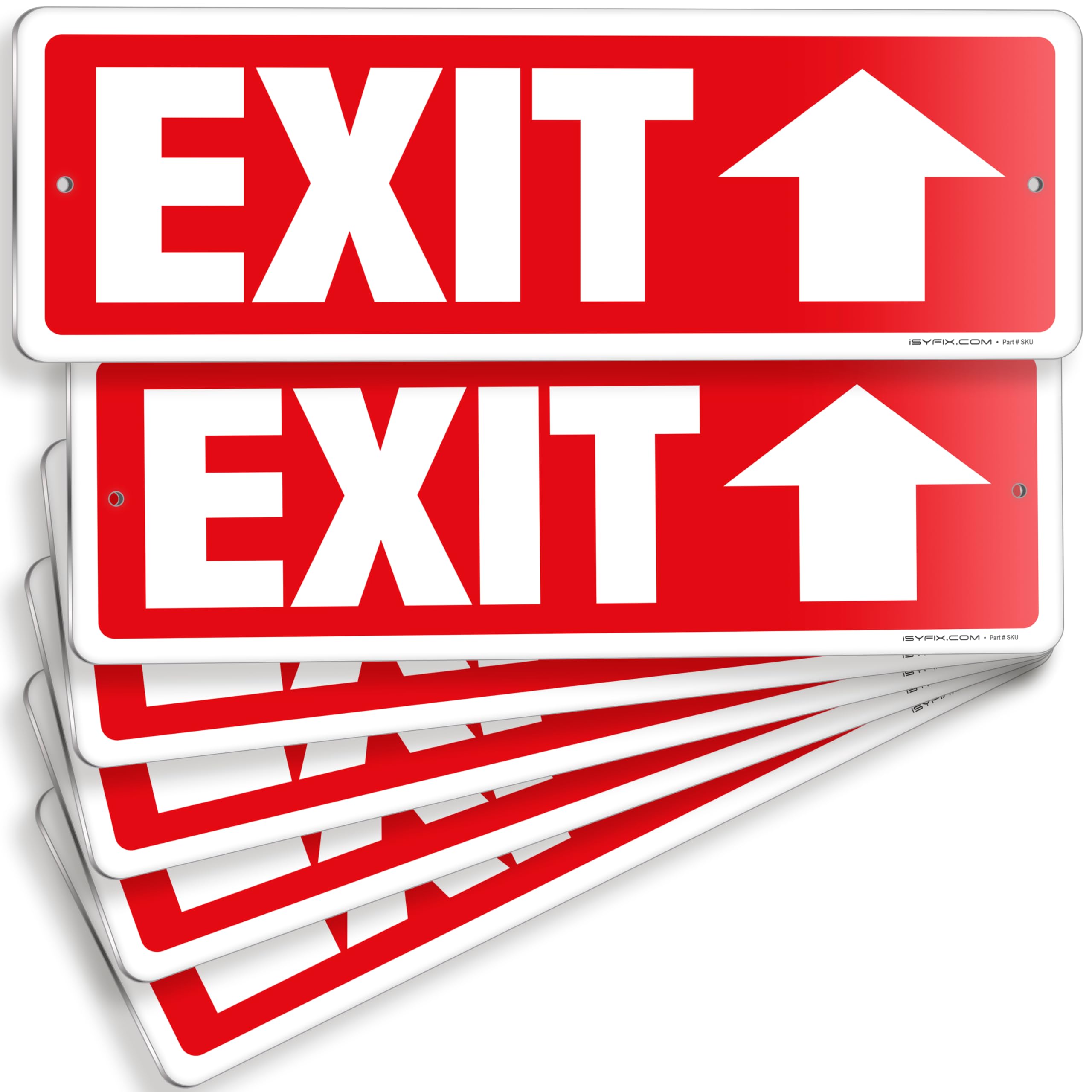 Exit sign with directional arrows — aluminum, up arrow, 12 x 4 inch