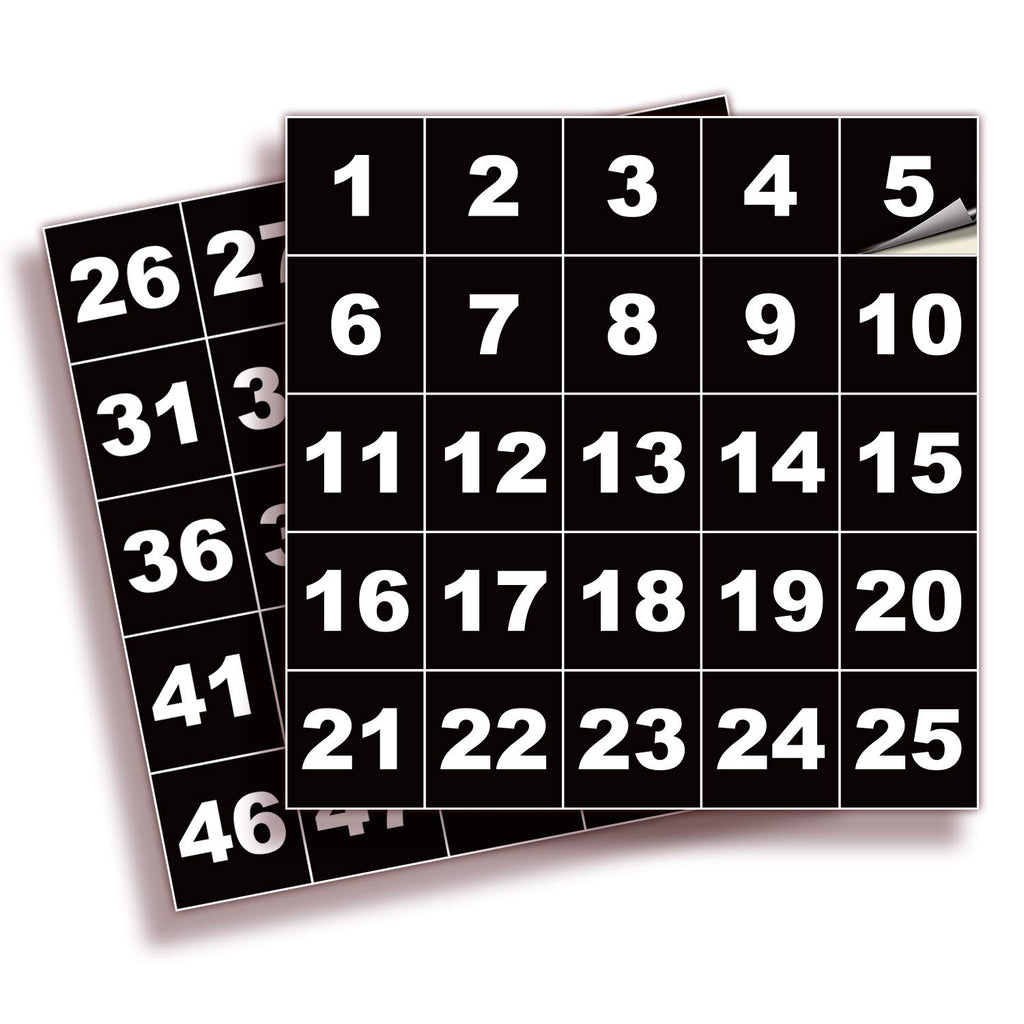 Square Consecutive Number Stickers - 1 to 50