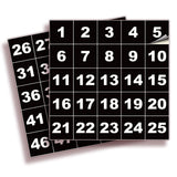 Square Consecutive Number Stickers 1–50 – Vinyl Labels, 7 Colors