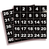 Square Consecutive Number Stickers 1–50 – Vinyl Labels, 7 Colors