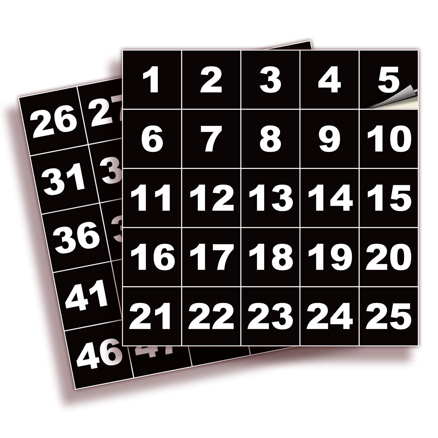 Square Consecutive Number Stickers - 1 to 50