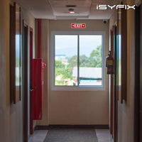 Exit sign with directional arrows — aluminum, right & left, 12 x 4 inch