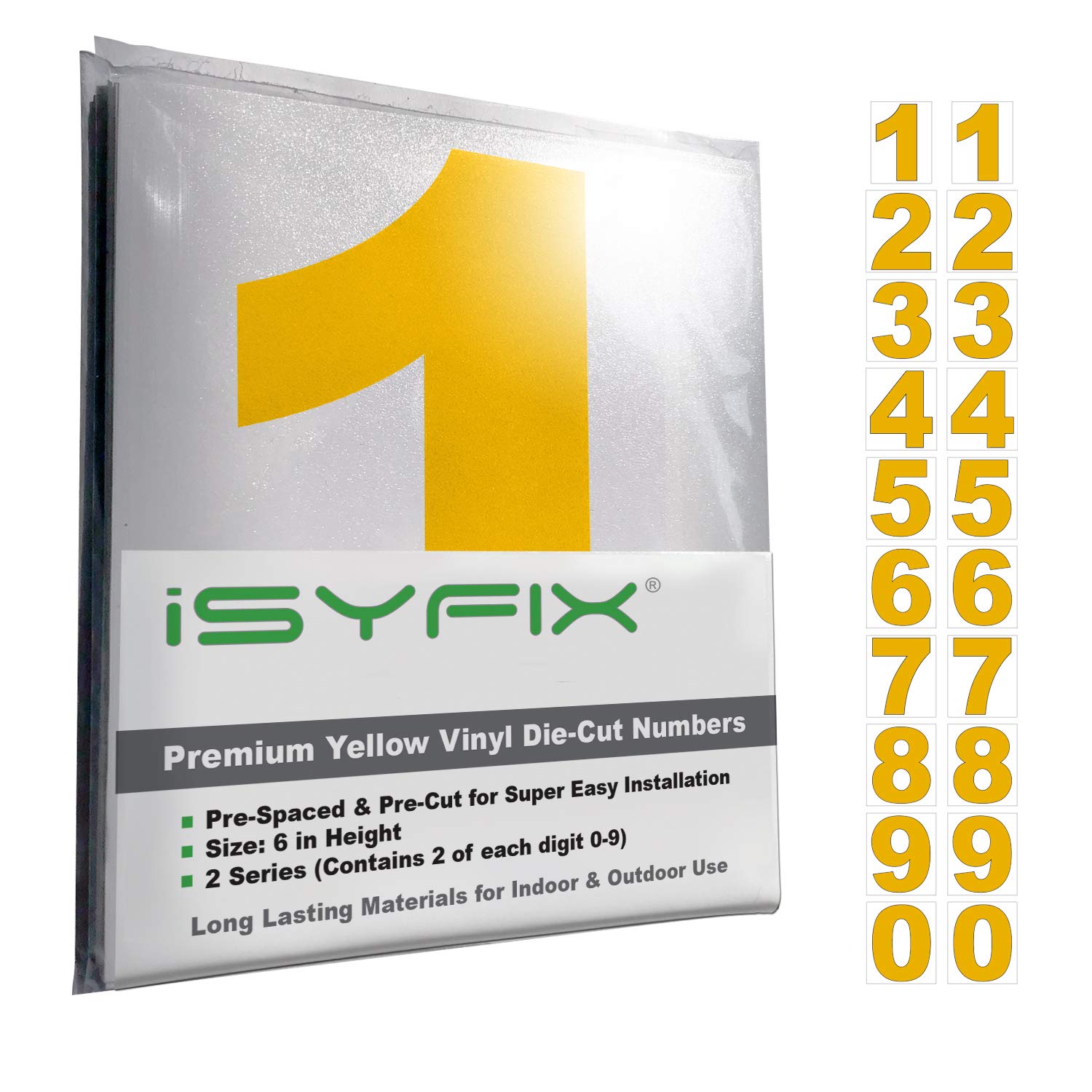 iSYFIX vinyl number stickers – Yellow
