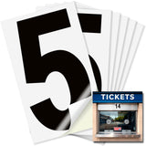 Number 5 black on white background, 4 inch vinyl sticker
