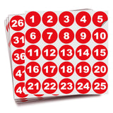 Consecutive Number Stickers 1–100 – Round Vinyl Labels, 7 Colors