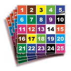 Square Consecutive Number Stickers - 1 to 100