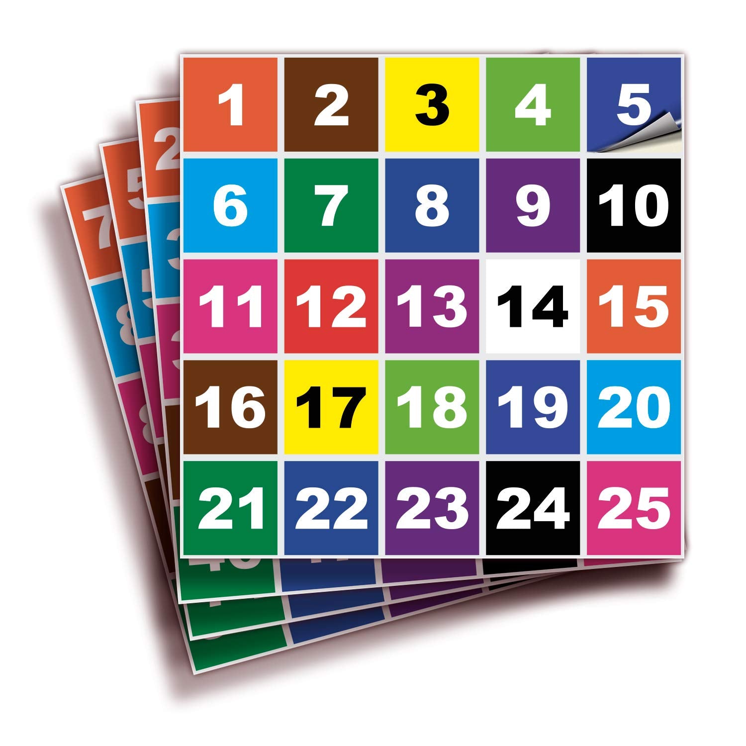 Square Consecutive Number Stickers - 1 to 100