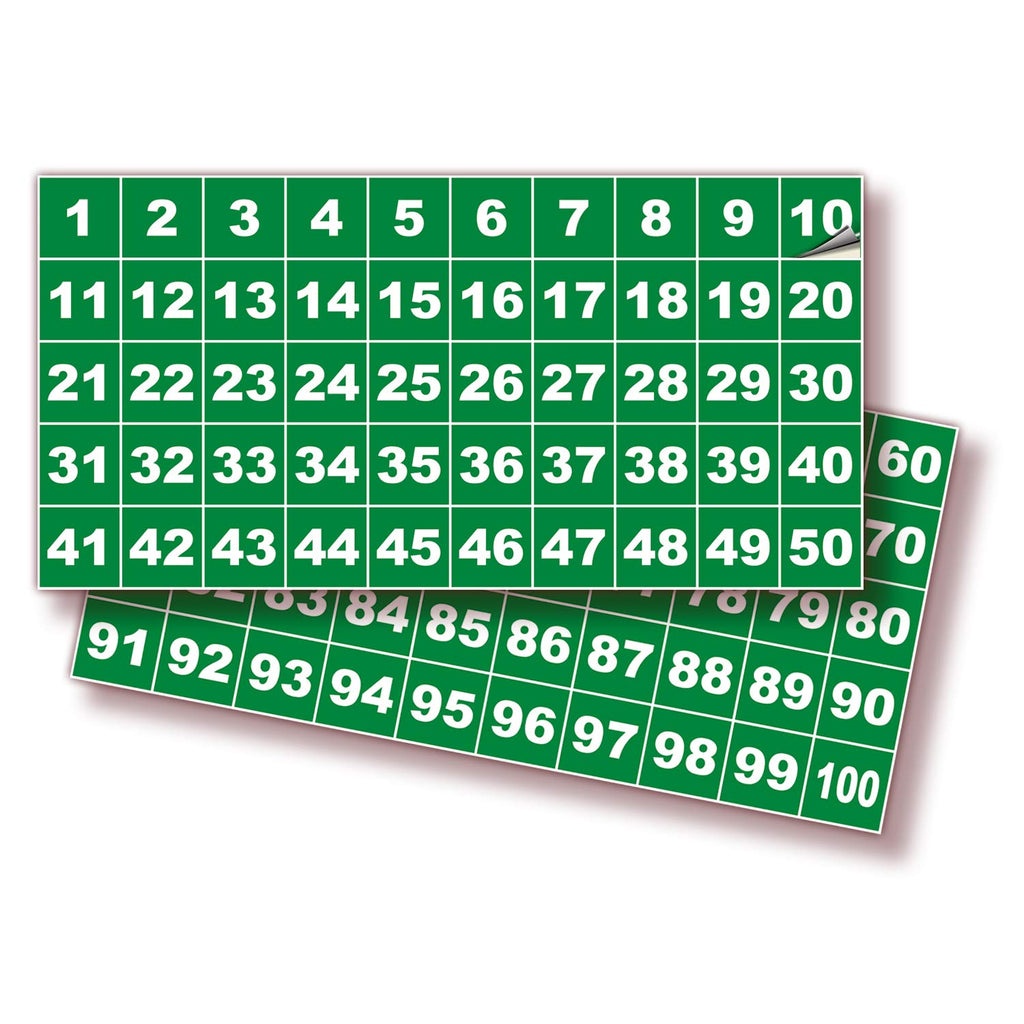 Square Consecutive Number Stickers - 1 to 100