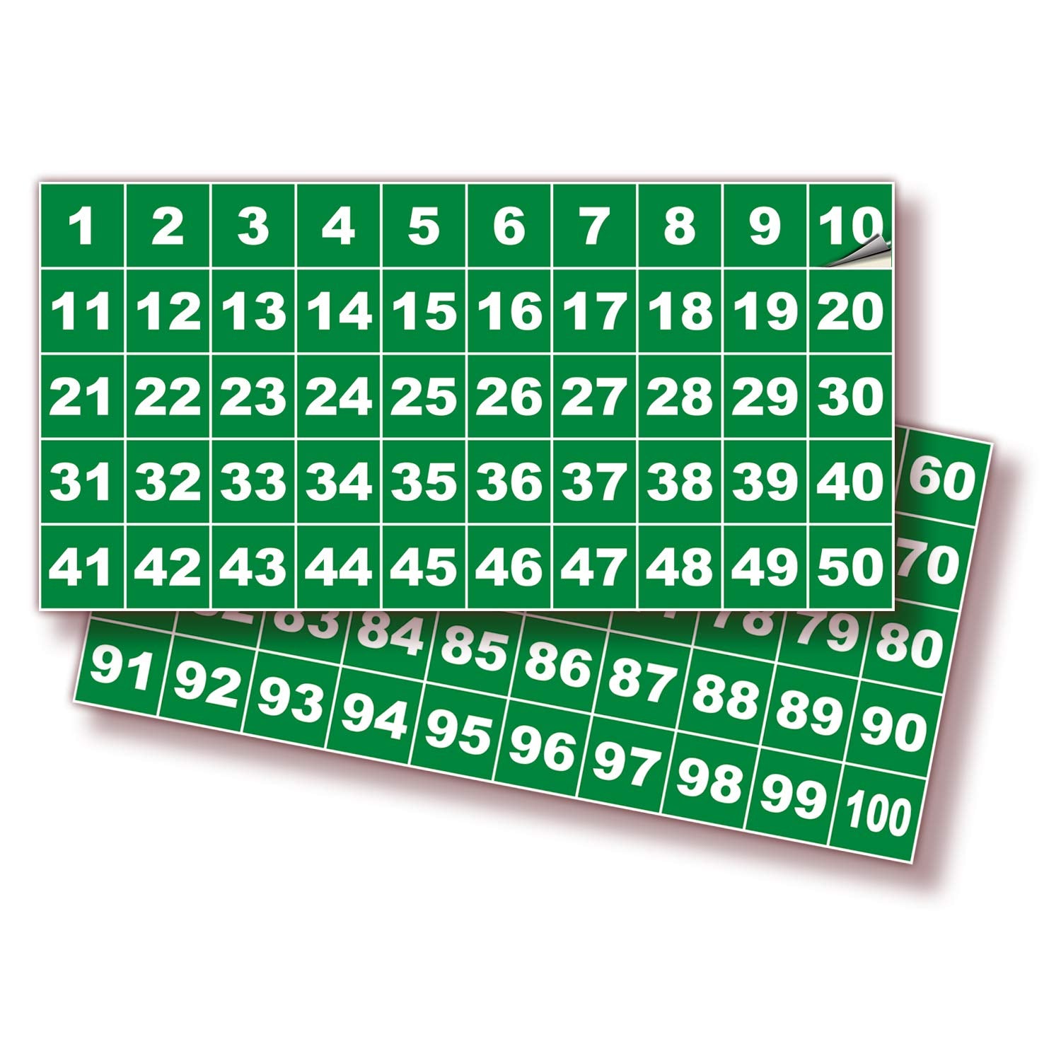 Square Consecutive Number Stickers - 1 to 100