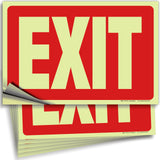 Glow in the Dark Exit Signs – Red, Arrow Options, 10 x 7 in