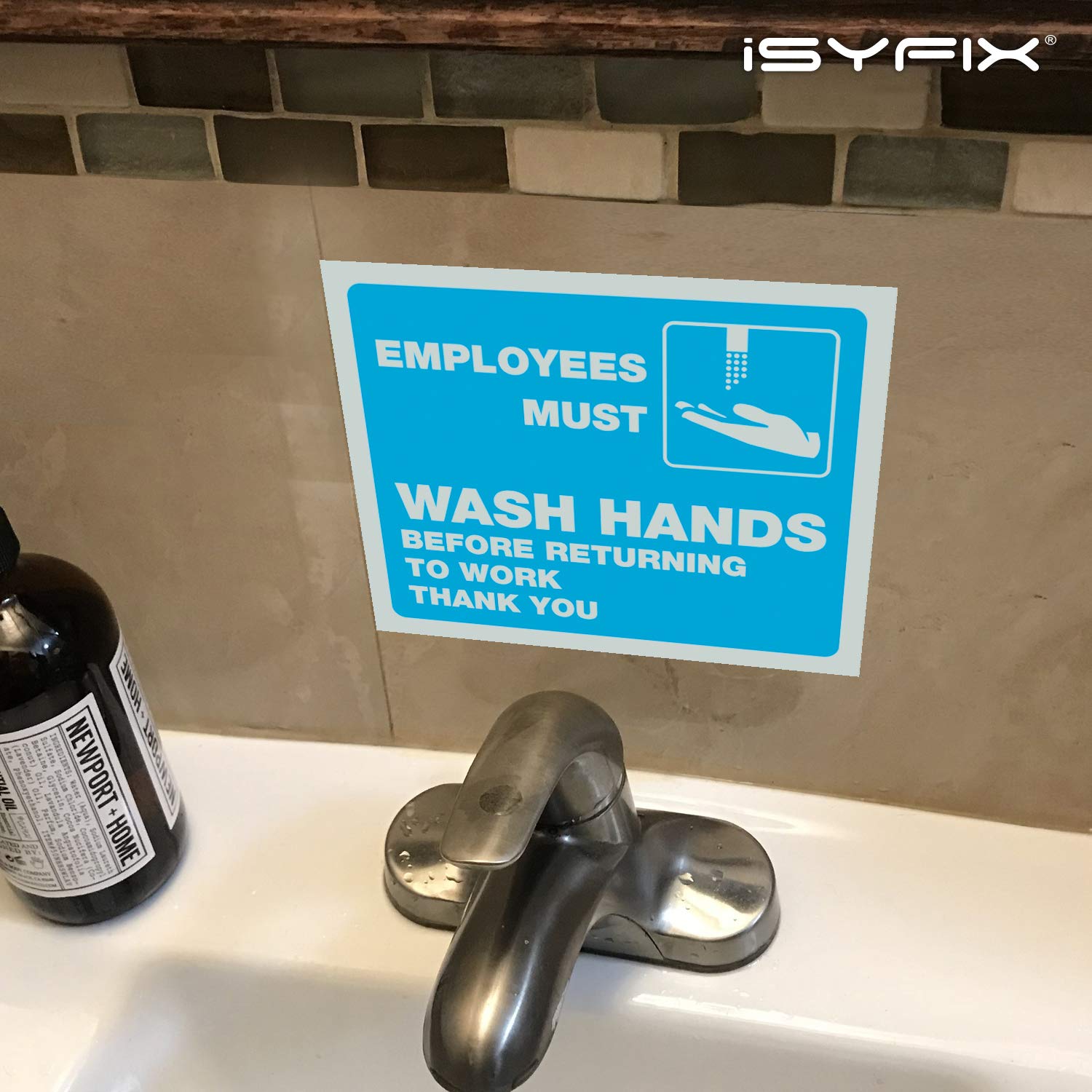 Employees Must Wash Hands Signs Stickers