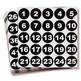 Consecutive Number Stickers 1–100 – Round Vinyl Labels, 7 Colors