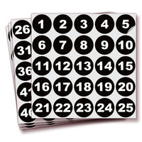 Consecutive Number Stickers 1–100 – Round Vinyl Labels, 7 Colors