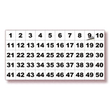 Square Consecutive Number Stickers 1–50 – Vinyl Labels, 7 Colors