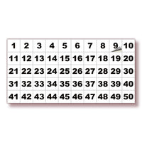 Square Consecutive Number Stickers 1–50 – Vinyl Labels, 7 Colors