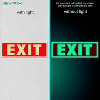 Glow in the dark exit sign with arrows — adhesive vinyl, standard, 12 x 4 inch