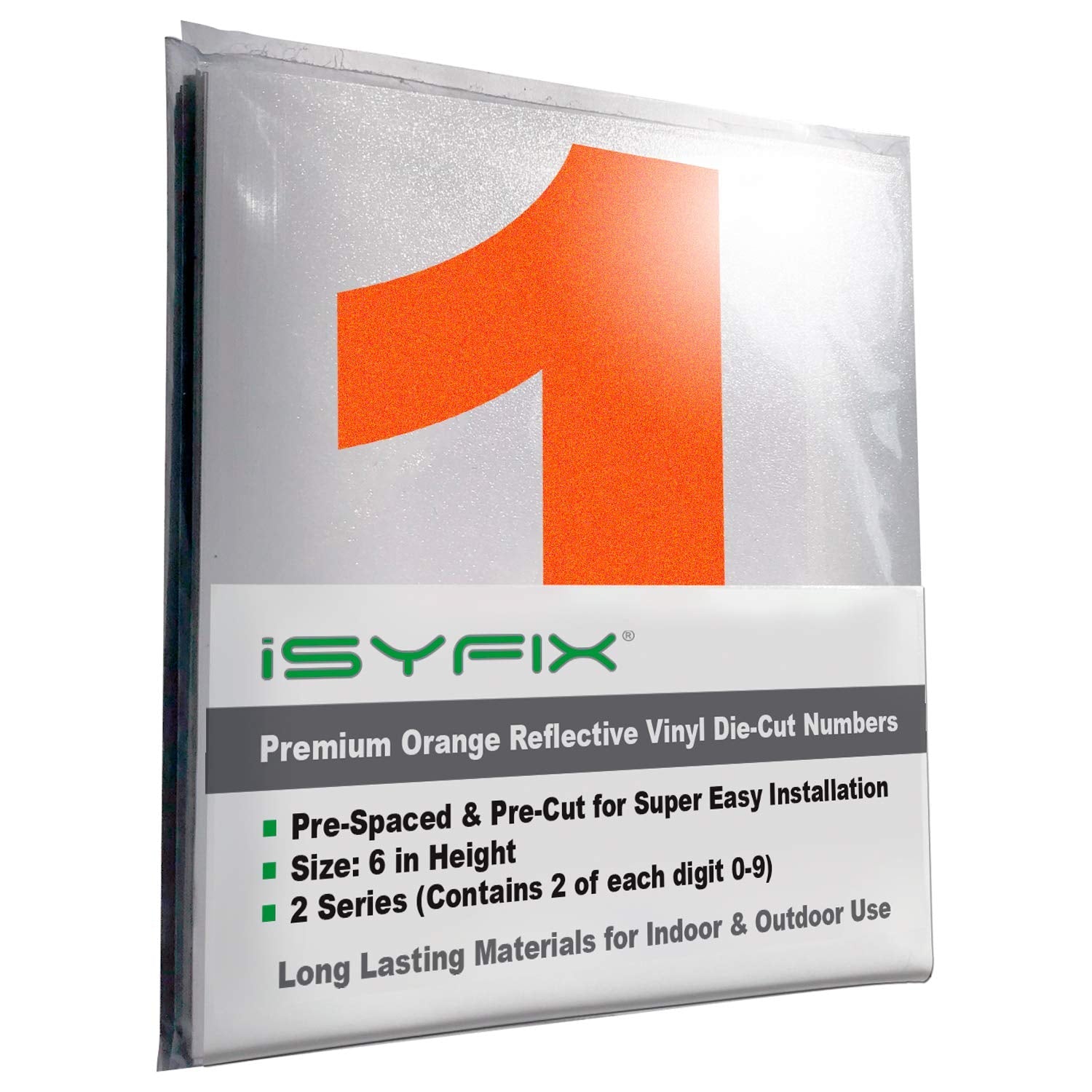 iSYFIX vinyl number stickers – Reflective Orange
