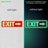 Glow in the dark exit sign with arrows — aluminum, right arrow, 12 x 4 inch