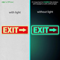 Glow in the dark exit sign with arrows — aluminum, right arrow, 12 x 4 inch
