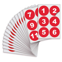 Consecutive Number Stickers 1–100 – Round Vinyl Labels, 7 Colors