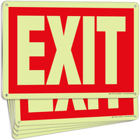 Glow in the Dark Exit Signs – Red, Arrow Options, 10 x 7 in