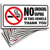 No Smoking Vehicle Stickers – 3 x 1.5 in, 6-Pack, Design & Mounting Options