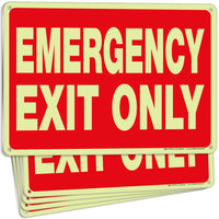 Emergency Exit Only Signs – Vinyl, Plastic & Aluminum, Glow Options