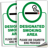 Designated Smoking Area Signs – Aluminum & Vinyl, 7 x 10 & 6 x 7 in
