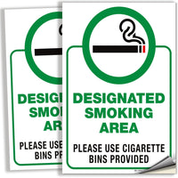 Designated Smoking Area Signs – Aluminum & Vinyl, 7 x 10 & 6 x 7 in