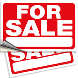 For Sale Signs for Car – Red Vinyl Decals, 10 x 7 & 14 x 10 in