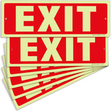 Glow in the dark exit sign with arrows — plastic, standard, 12 x 4 inch
