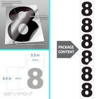 Number 8 vinyl sticker – black, 6 inch, in use