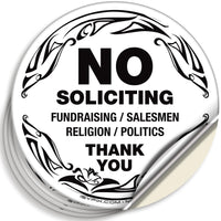 No Soliciting Signs – Vinyl Stickers, 4-Pack, 5 x 5 in, 3 Colors