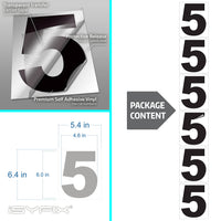 Number 5 vinyl sticker – black, 6 inch, in use