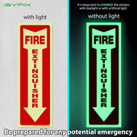 Fire extinguisher sign sticker – glow in the dark vinyl, 5-pack