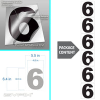 Number 6 vinyl sticker – black, 6 inch, in use