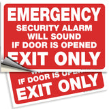 Emergency Exit Only – Alarm Will Sound Vinyl Signs, 3 Colors, 10 x 7 in