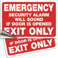 Emergency Exit Only – Alarm Will Sound Vinyl Signs, 3 Colors, 10 x 7 in
