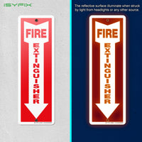 Fire extinguisher sign – reflective aluminum, 10-pack
