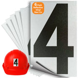 Number 4 black on reflective background, 2 inch vinyl sticker