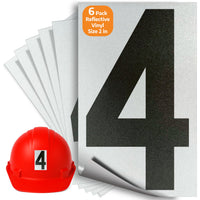 Number 4 black on reflective background, 2 inch vinyl sticker