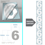 Number 6 vinyl sticker – white, 6 inch, in use