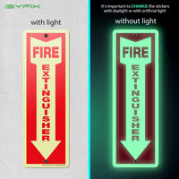 Fire extinguisher sign – glow in the dark aluminum, 10-pack