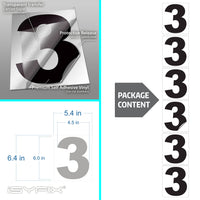 Number 3 vinyl sticker – black, 6 inch, in use