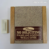No soliciting sign sticker – brown, size reference