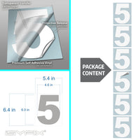 Number 5 vinyl sticker – white, 6 inch, in use