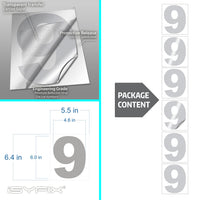 Number 9 vinyl sticker – reflective, 6 inch, in use