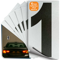 Number 1 black on reflective background, 6 inch vinyl sticker