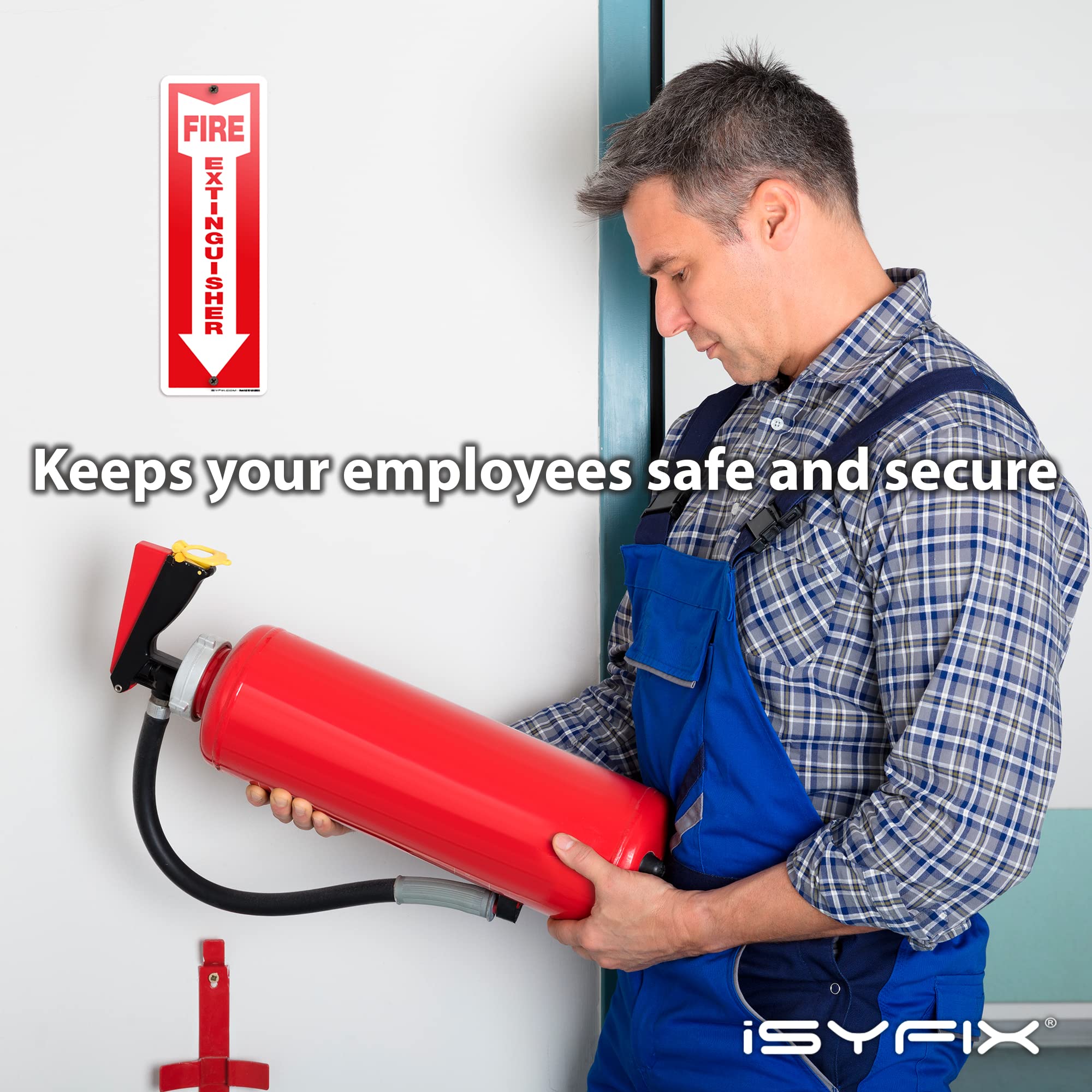 Fire Extinguisher Aluminum Signs –– 10 Pack 4x12 Inch –– Laminated for Ultimate UV and Fade Resistan